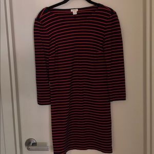 J. Crew Navy and Red Striped Dress